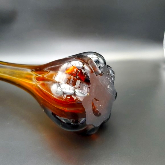 Retro Five Finger Pulled Glass Vase Rootbeer Amber 39cm Taiwan - Picture 2 of 10